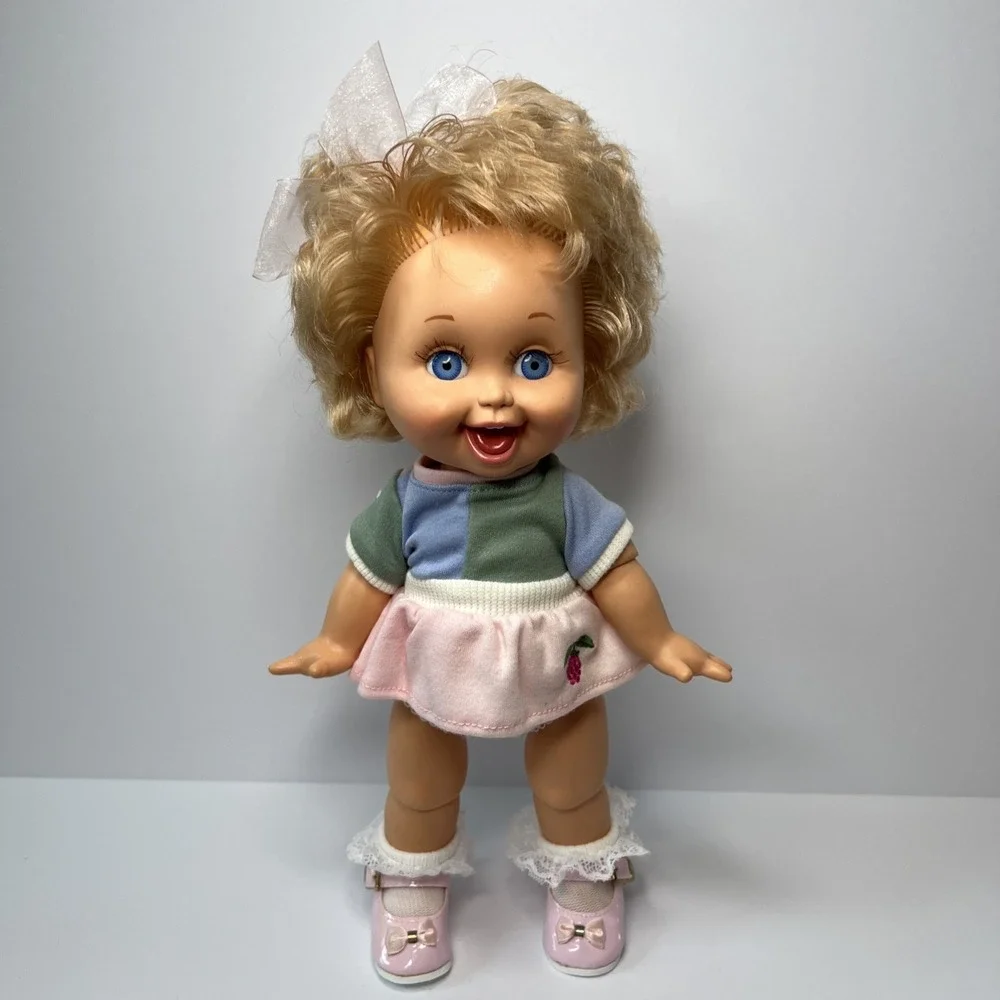 Vintage 1990 Galoob Baby Face So Playful Penny #10 Blue Eyes Pink Outfit